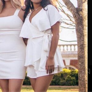 Small Vestique wrap-front flowy romper. Graduation dress, ceremony dress, summer